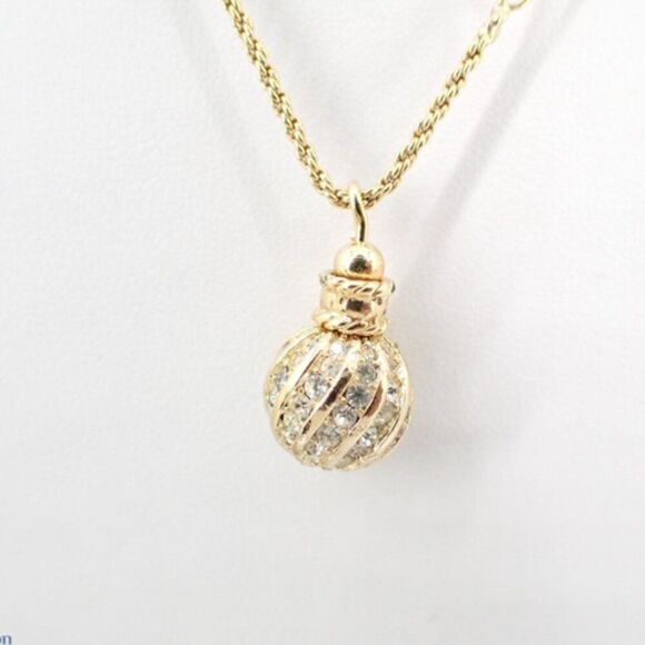 ✨ Stunning Christian Dior Vintage Gold Crystal Ball Necklace ✨ - Picture 2 of 5